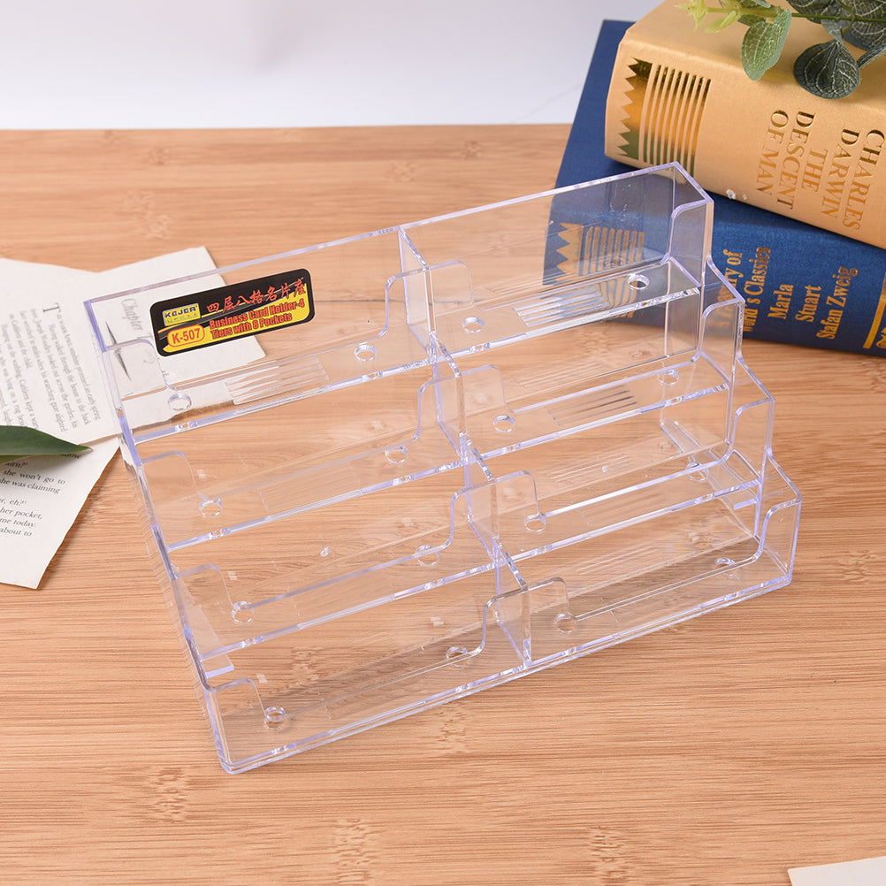 Business Card Holder 8 Pockets Stand Clear Counter Display Stand Office, Home Supplies