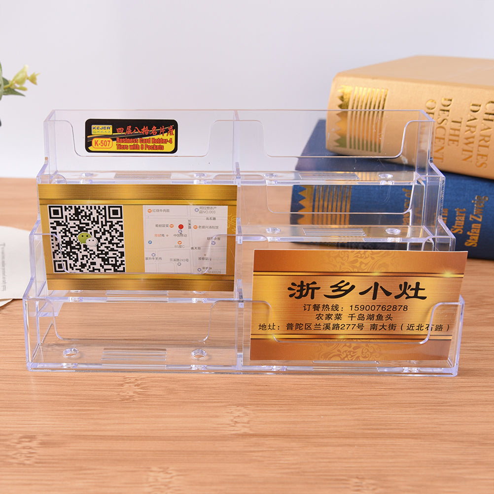 Business Card Holder 8 Pockets Stand Clear Counter Display Stand Office, Home Supplies