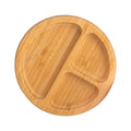 Bamboo Round Compartment  Dinner and Fruit Plate Tray Supplies With Strong Silicone