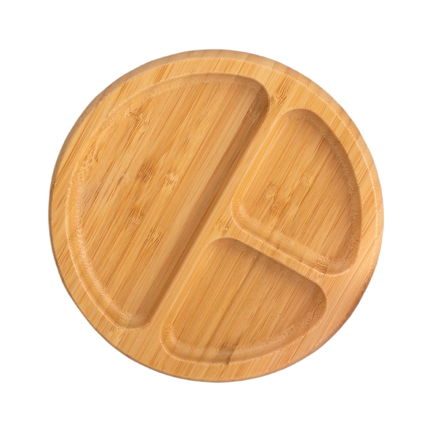 Bamboo Round Compartment Dinner Fruit Plate Tray Silicone Supplies