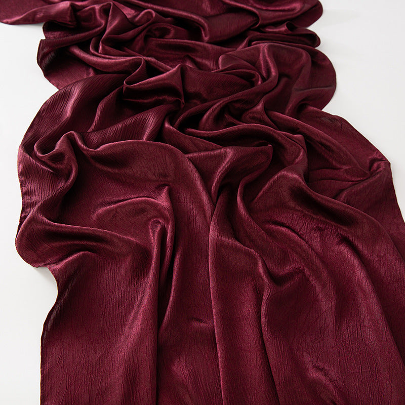 New Style Crinkled Satin Scarf With A Silky Smooth Feel, Perfect As A Headscarf Or Shawl