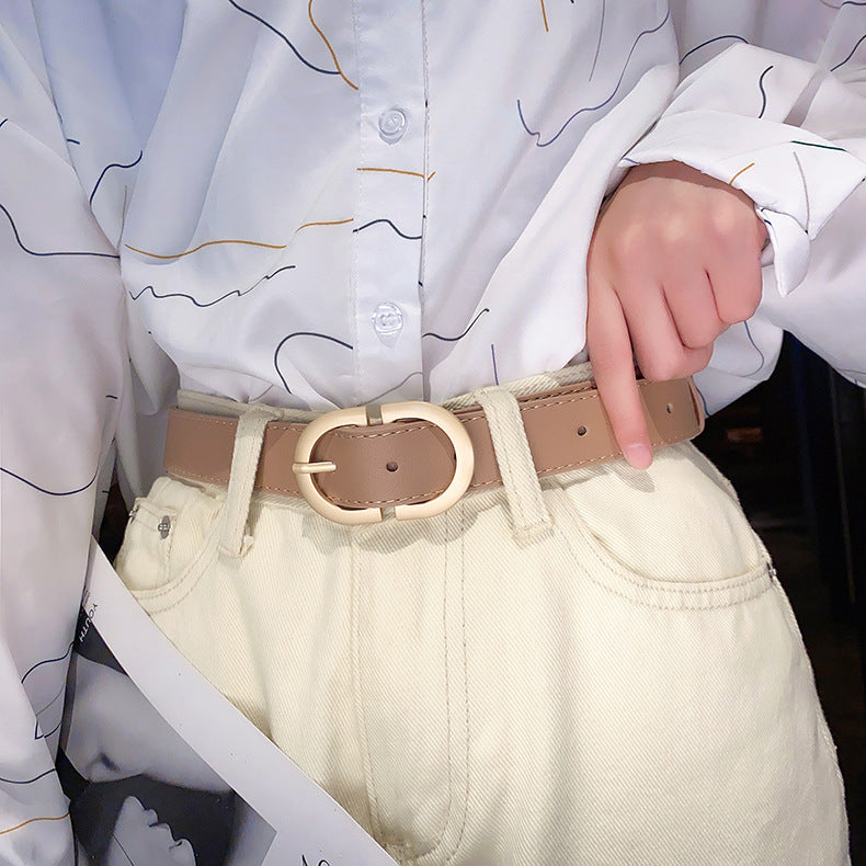 Women's D-Clasp Simple Decorative Leather Belt