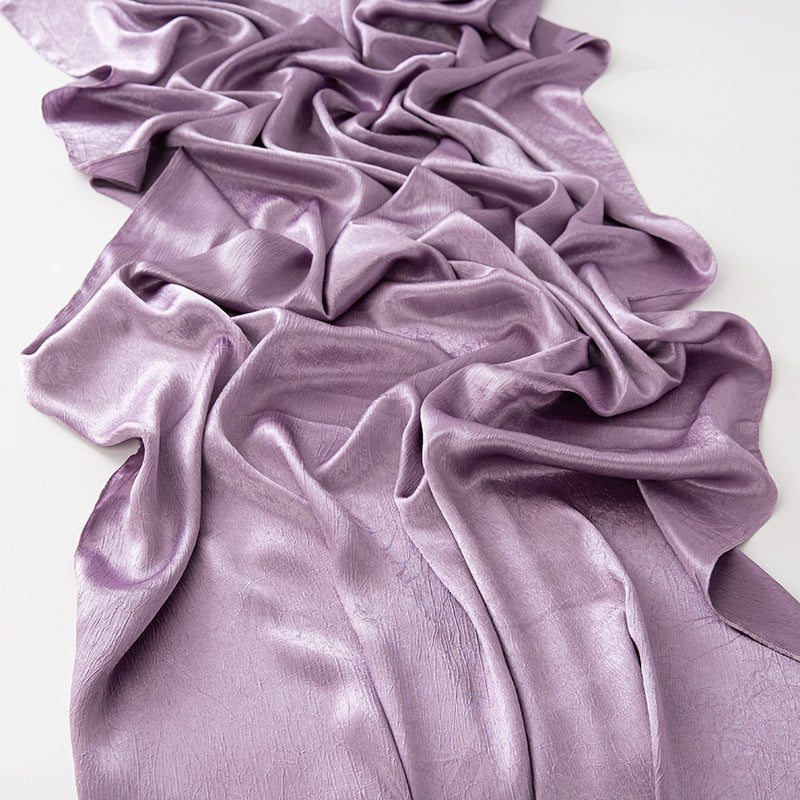 New Style Crinkled Satin Scarf With A Silky Smooth Feel, Perfect As A Headscarf Or Shawl