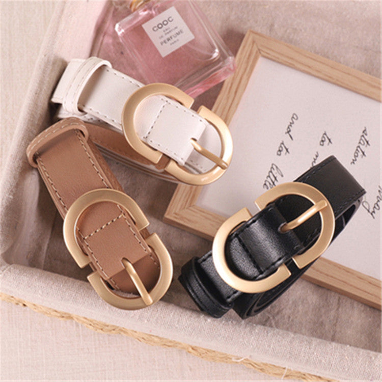 Women's D-Clasp Simple Decorative Leather Belt