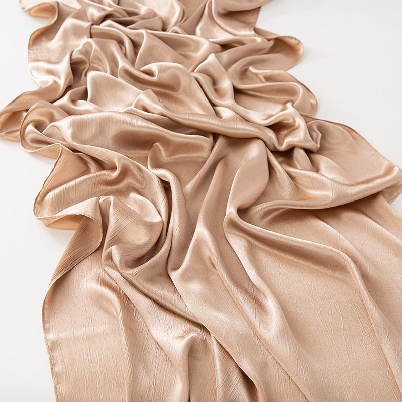 New Style Crinkled Satin Scarf With A Silky Smooth Feel