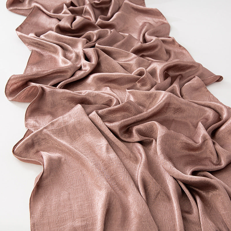 New Style Crinkled Satin Scarf With A Silky Smooth Feel, Perfect As A Headscarf Or Shawl