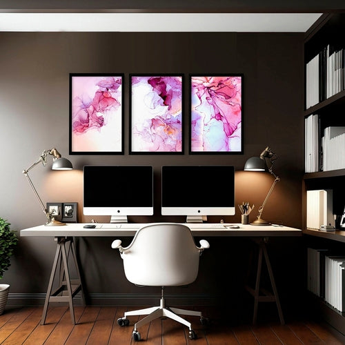 Art prints abstract set of 3 wall art for home office decor