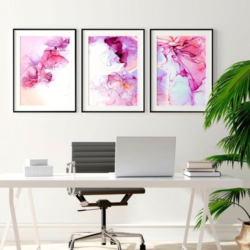 Art prints abstract set of 3 wall art for home office decor